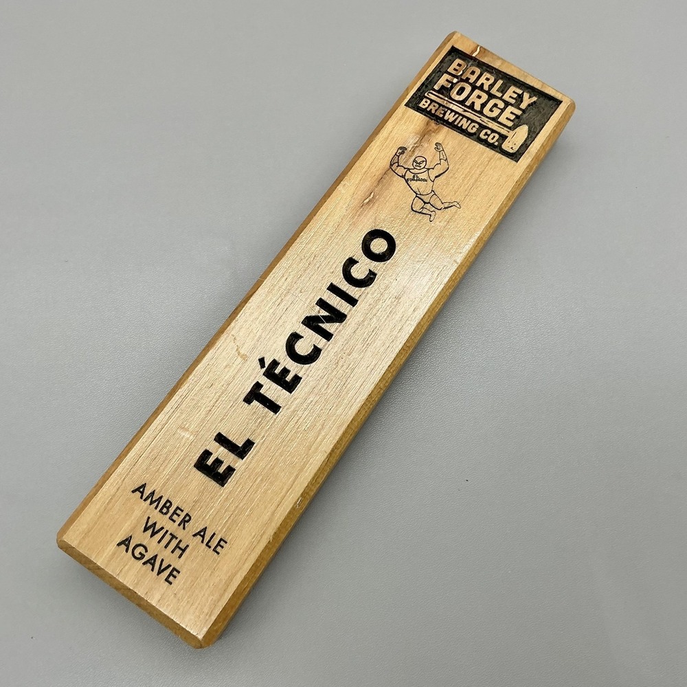 Barley Forge El Tecnico Amber Ale Agave Beer Tap Handle Wood Breweriana 12"